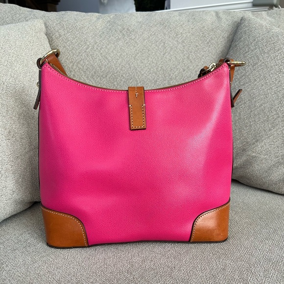 Dooney & Bourke Fuchsia and Tan Shoulder Bag - Picture 2 of 7